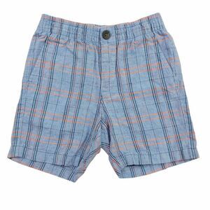 Janie and Jack Shorts Boys Size 4 Blue Orange Plaid Linen Cotton Summer